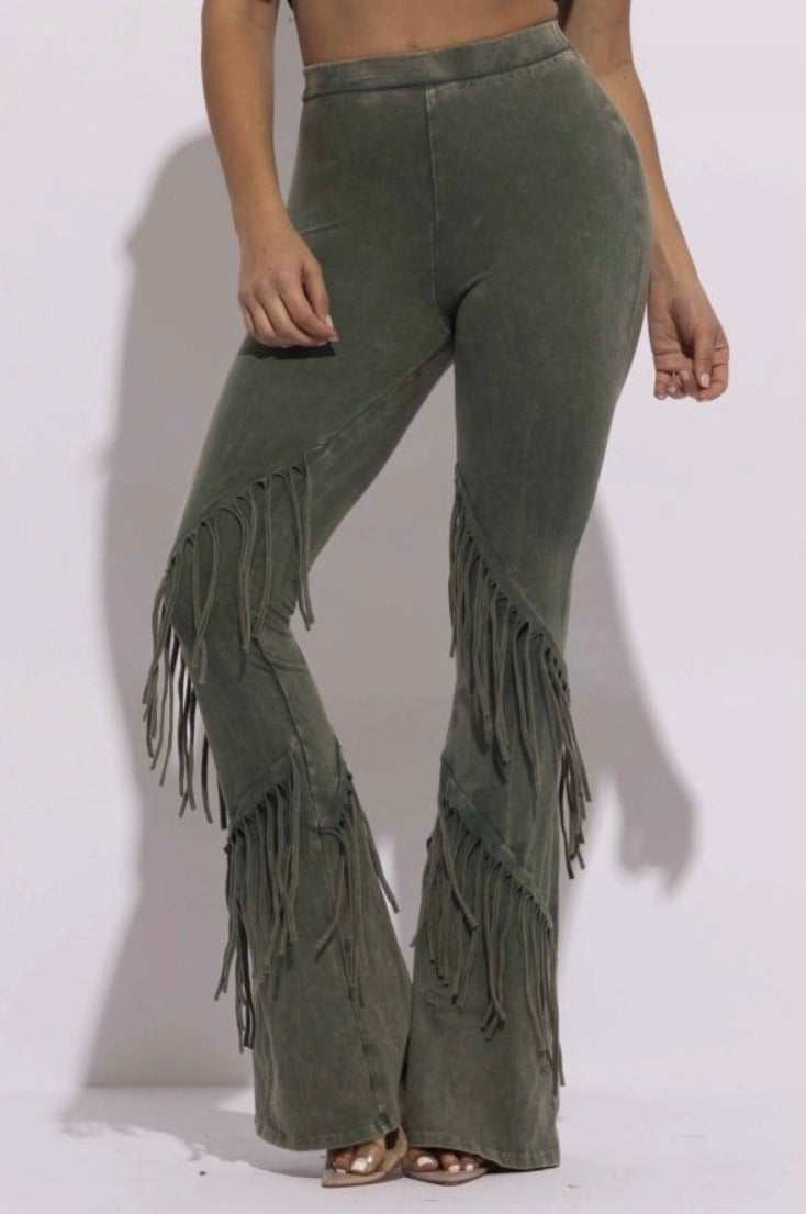 Fringe Mineral Flare Leggings